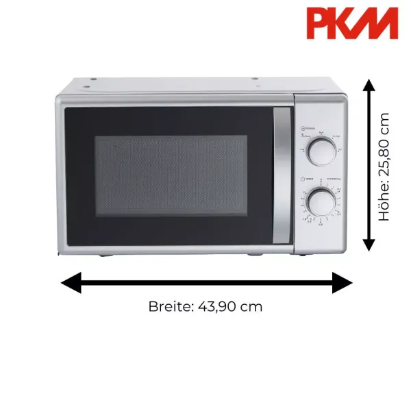 PKM MW700-20 UB2 Mikrowelle 700 Watt Unterbau / Freistehend silber 20 Liter